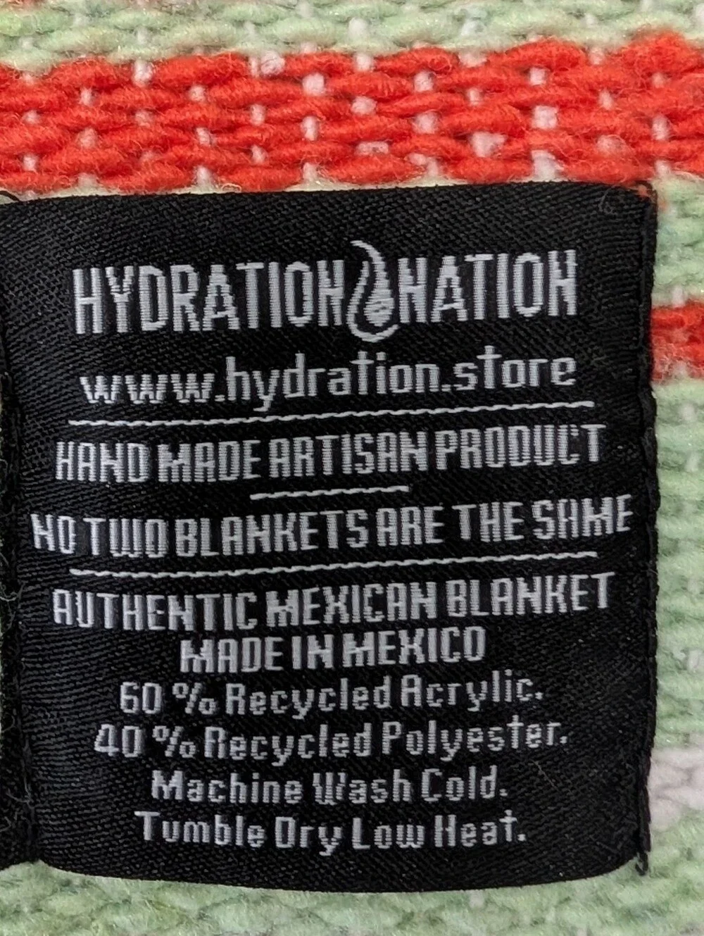 Hydration Nation Authentic Mexican Throw Blanket-Orange And Green 50x70
